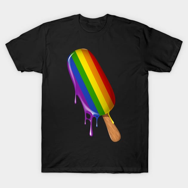 LGBT Shirt Support, Ice Cream Rainbow Flag Gay Lesbian Pride T-Shirt by Happy Lime